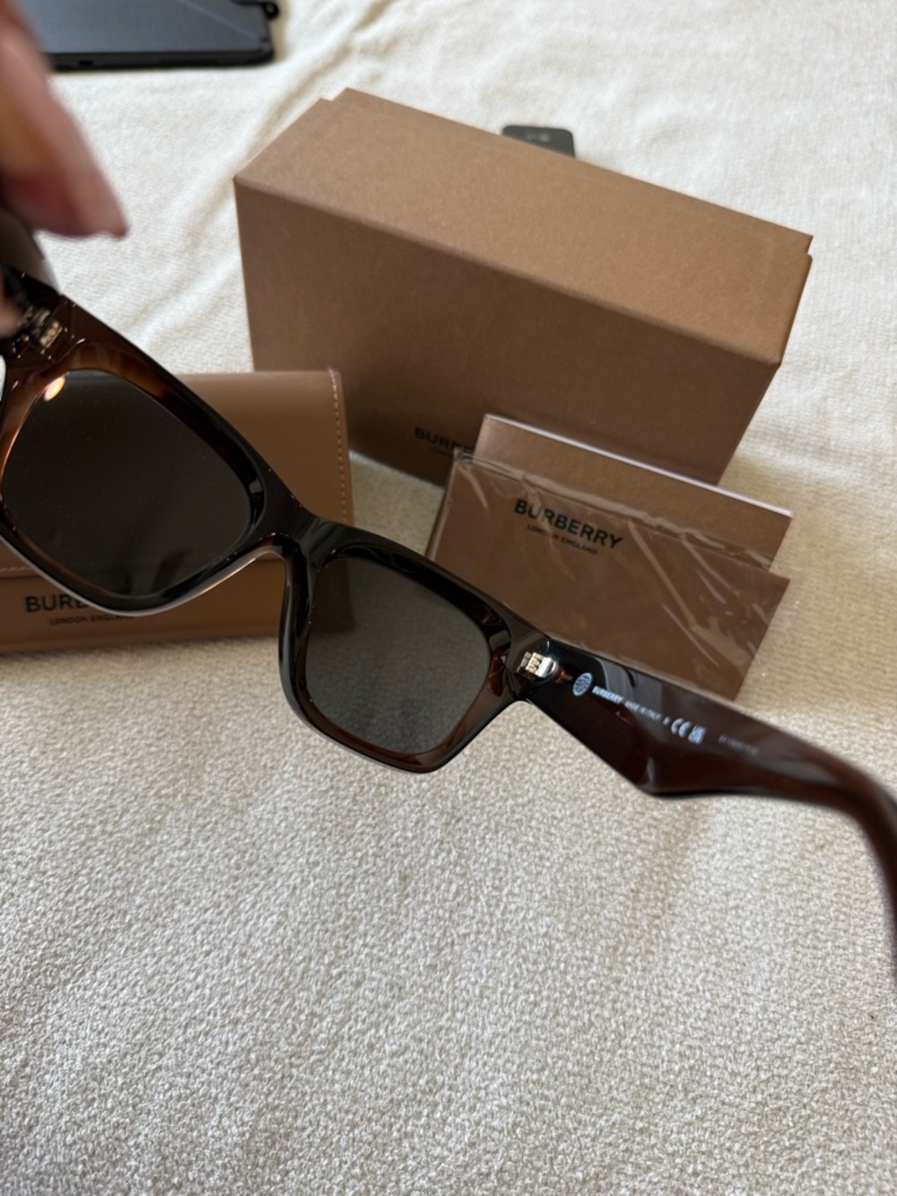 Burberry Brown Square Sunglasses with Dark Grey Lenses - Picture 6 of 8
